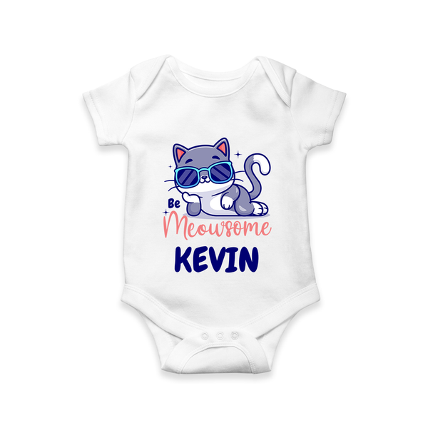 Be Meowsome Romper/onesie | Personalized Baby Romper/onesie for Cat Lovers - WHITE - New Born (Chest 14")