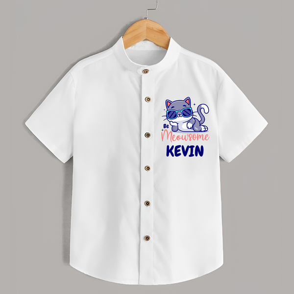 Be Meowsome Shirt | Personalized Baby Shirt for Cat Lovers - WHITE - 0 - 6 Months Old (Chest 23")