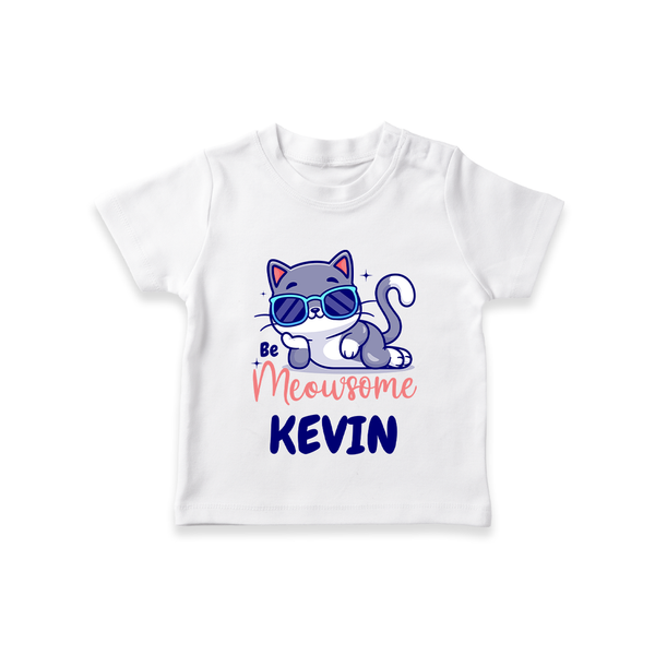Be Meowsome T-shirt | Personalized Baby T-shirt for Cat Lovers - WHITE - 0-5 Months Old (Chest 17")