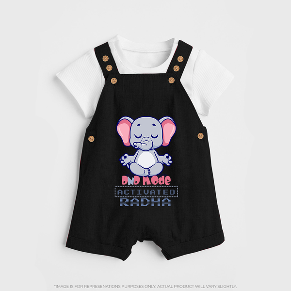 DND Mode Activated Dungaree Set | Custom Baby Dungaree Set for Little Introverts - BLACK - 0 - 5 Months Old (Chest 18")