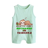 Excuse Me While I Recharge Romper Suit/Sleeveless Romper | Personalized Baby Romper Suit/Sleeveless Romper for Resting - MINT GREEN - 0 - 5 Months Old (Chest 18")
