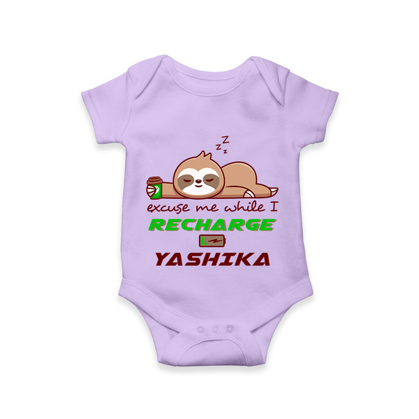 Excuse Me While I Recharge Romper/onesie | Personalized Baby Romper/onesie for Resting - LILAC - New Born (Chest 14")
