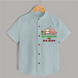 Excuse Me While I Recharge Shirt | Personalized Baby Shirt for Resting - ARCTIC BLUE - 0 - 6 Months Old (Chest 23")