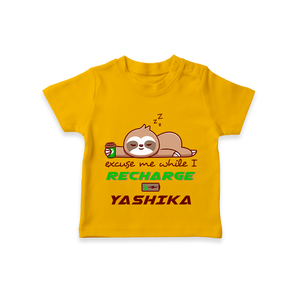 Excuse Me While I Recharge T-shirt | Personalized Baby T-shirt for Resting - CHROME YELLOW - 0-5 Months Old (Chest 17")