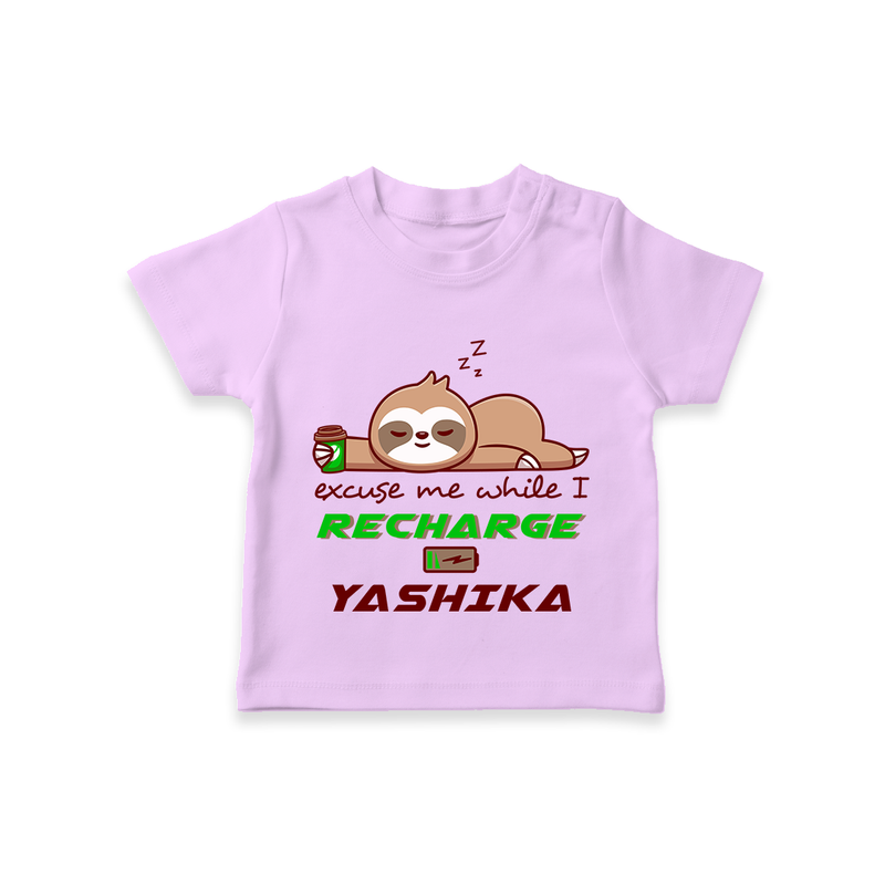 Excuse Me While I Recharge T-shirt | Personalized Baby T-shirt for Resting - LILAC - 0-5 Months Old (Chest 17")