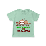 Excuse Me While I Recharge T-shirt | Personalized Baby T-shirt for Resting - MINT GREEN - 0-5 Months Old (Chest 17")