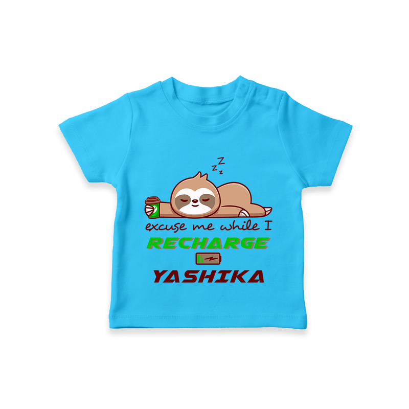 Excuse Me While I Recharge T-shirt | Personalized Baby T-shirt for Resting - SKY BLUE - 0-5 Months Old (Chest 17")