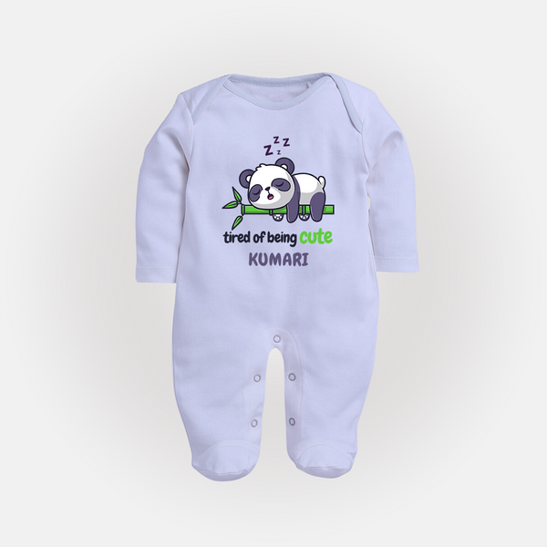 Tired of Being Cute Sleep Suit/Full Sleeve Body Suit | Custom Baby Sleep Suit/Full Sleeve Body Suit for Adorable Little Ones - BABY BLUE - New Born (Chest 7.5")