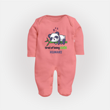Tired of Being Cute Sleep Suit/Full Sleeve Body Suit | Custom Baby Sleep Suit/Full Sleeve Body Suit for Adorable Little Ones - PEACH - New Born (Chest 7.5")