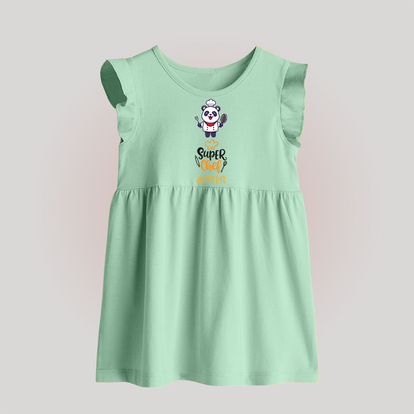 Super Chef Baby Frock | Personalized Baby Frock for Little Cooks - MINT GREEN - 0 - 3 Months Old (Chest 17")