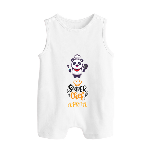 Super Chef Romper Suit/Sleeveless Romper | Personalized Baby Romper Suit/Sleeveless Romper for Little Cooks - WHITE - 0 - 5 Months Old (Chest 18")