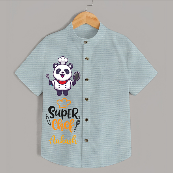Super Chef Shirt | Personalized Shirt for Junior Cooks - ARCTIC BLUE - 0 - 6 Months Old (Chest 23")