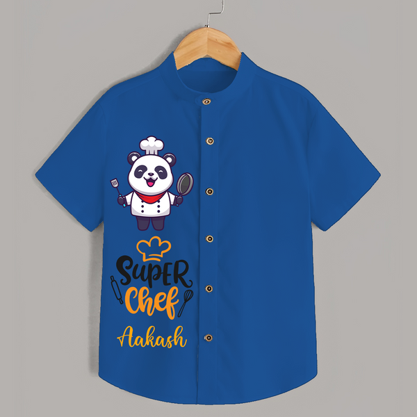 Super Chef Shirt | Personalized Shirt for Junior Cooks - COBALT BLUE - 0 - 6 Months Old (Chest 23")