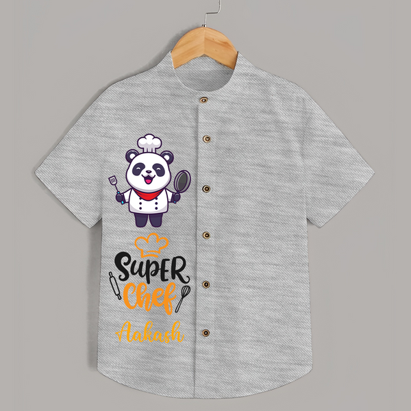Super Chef Shirt | Personalized Shirt for Junior Cooks - GREY - 0 - 6 Months Old (Chest 23")