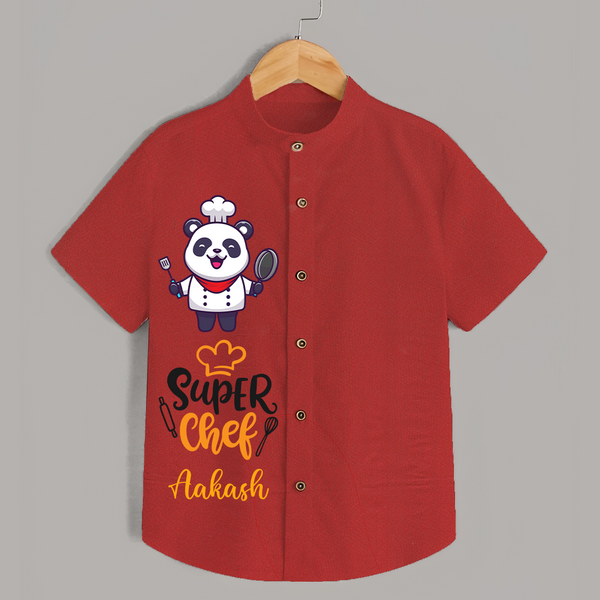 Super Chef Shirt | Personalized Shirt for Junior Cooks - RED - 0 - 6 Months Old (Chest 23")