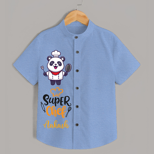 Super Chef Shirt | Personalized Shirt for Junior Cooks - SKY BLUE - 0 - 6 Months Old (Chest 23")