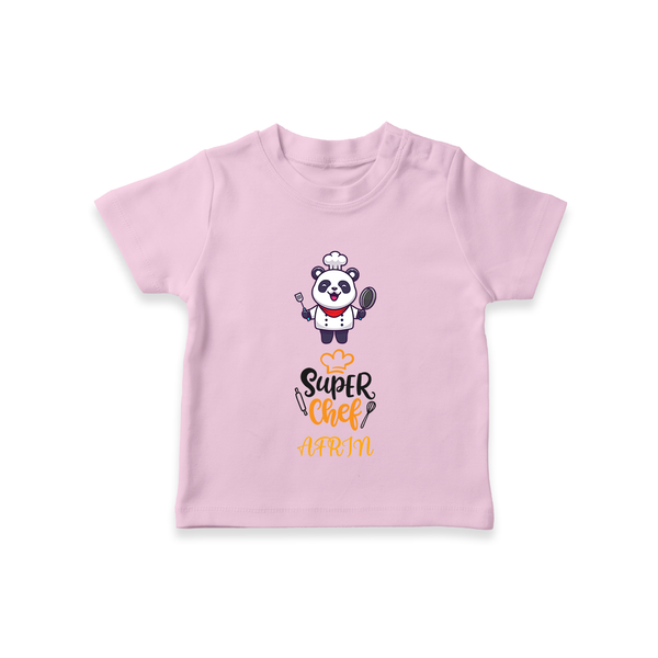 Super Chef T-shirt | Personalized Baby T-shirt for Little Cooks - BABY PINK - 0-5 Months Old (Chest 17")