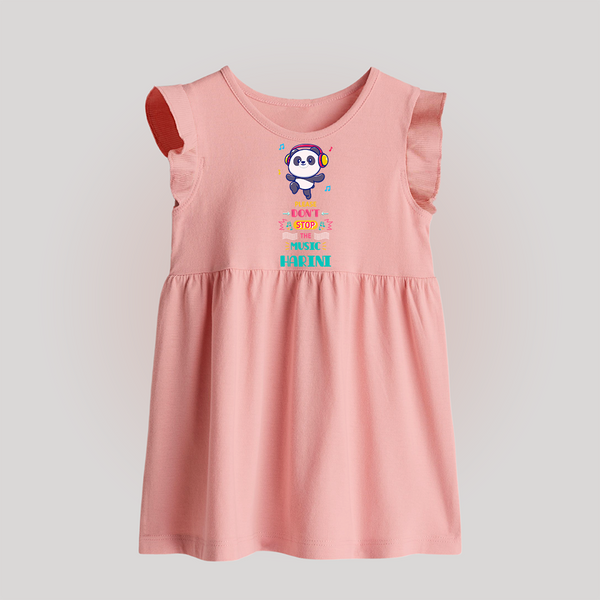 Please Don't Stop the Music Baby Frock | Custom Baby Frock for Music Lovers - BABY PINK - 0 - 3 Months Old (Chest 17")