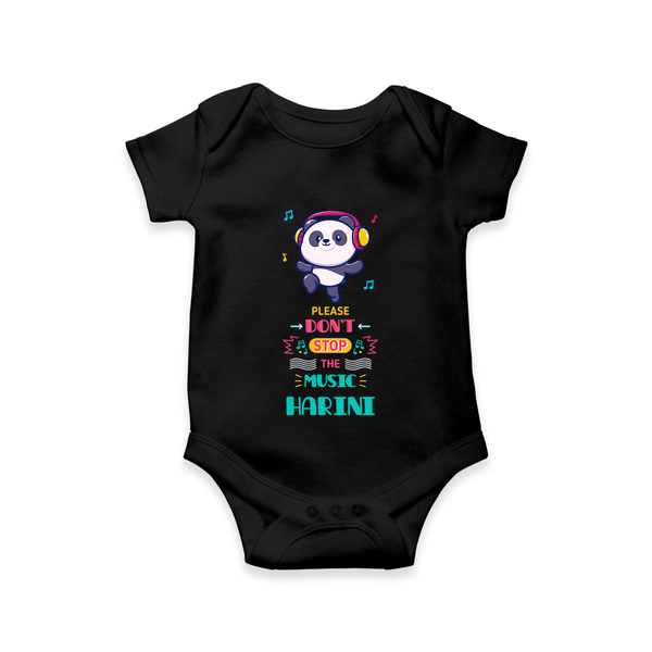Please Don't Stop the Music Romper/onesie | Custom Baby Romper/onesie for Music Lovers - BLACK - New Born (Chest 14")
