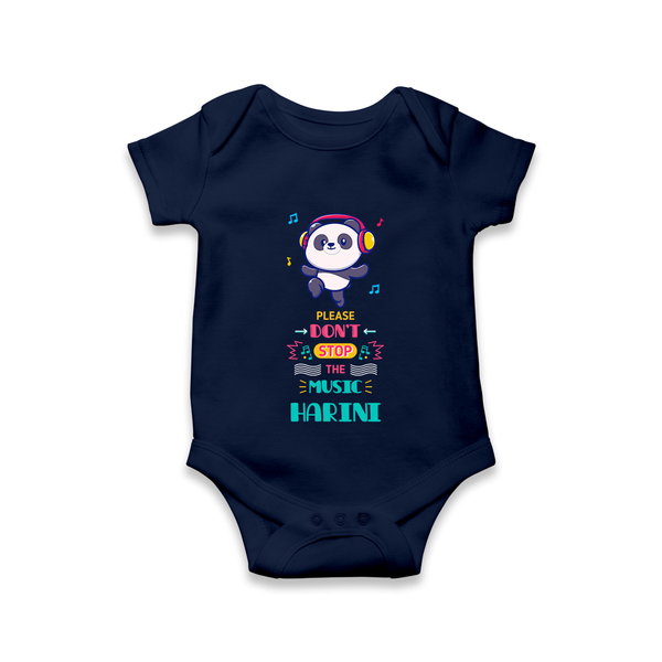 Please Don't Stop the Music Romper/onesie | Custom Baby Romper/onesie for Music Lovers - NAVY BLUE - New Born (Chest 14")