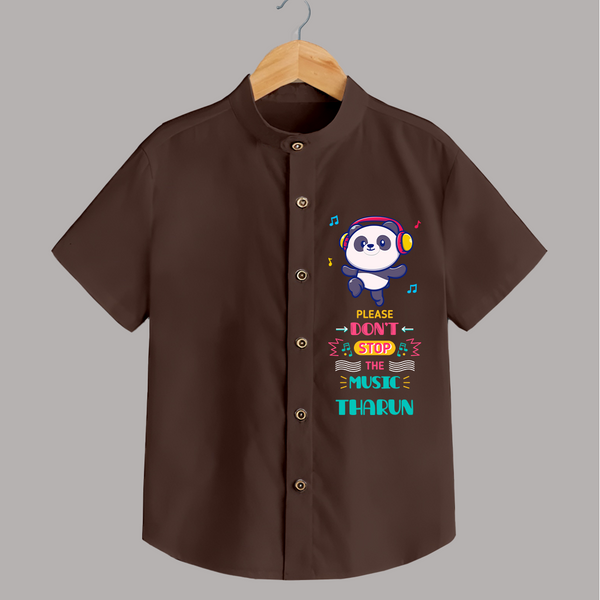 Please Don't Stop the Music Shirt | Personalized Shirt for Music Lovers - CHOCOLATE BROWN - 0 - 6 Months Old (Chest 23")