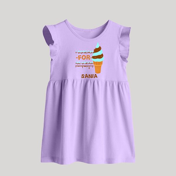 I Scream for Ice Cream Baby Frock | Personalized Baby Frock for Sweet Tooth Kids - LILAC - 0 - 3 Months Old (Chest 17")