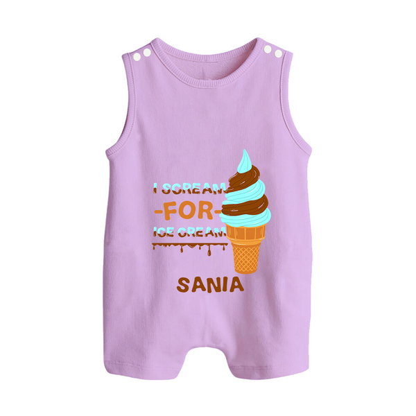 I Scream for Ice Cream Romper Suit/Sleeveless Romper | Personalized Baby Romper Suit/Sleeveless Romper for Sweet Tooth Kids - LILAC - 0 - 5 Months Old (Chest 18")