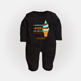 I Scream for Ice Cream Sleep Suit/Full Sleeve Body Suit | Personalized Baby Sleep Suit/Full Sleeve Body Suit for Sweet Tooth Kids - BLACK - New Born (Chest 7.5")