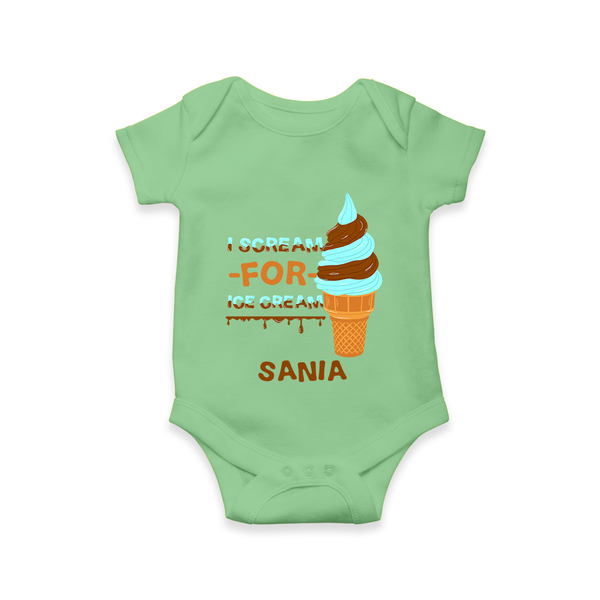 I Scream for Ice Cream Romper/onesie | Personalized Baby Romper/onesie for Sweet Tooth Kids - GREEN - New Born (Chest 14")