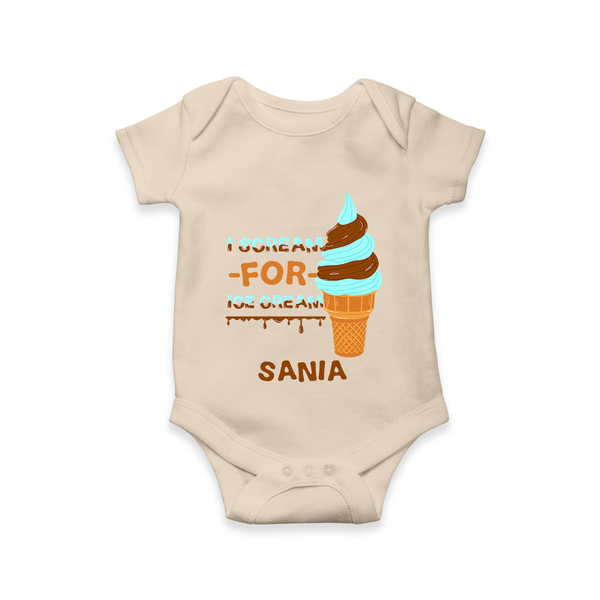 I Scream for Ice Cream Romper/onesie | Personalized Baby Romper/onesie for Sweet Tooth Kids - IVORY - New Born (Chest 14")