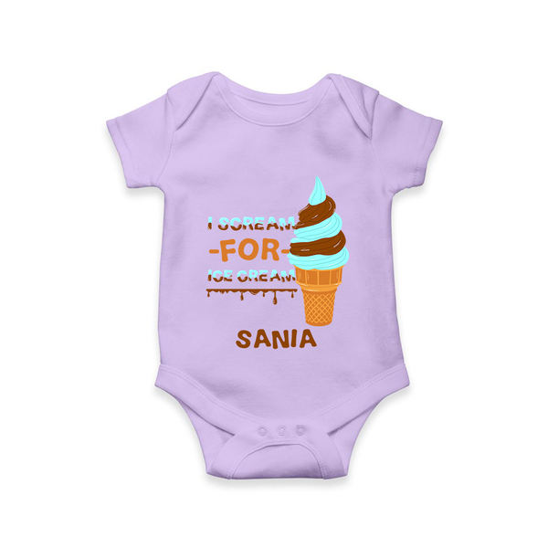 I Scream for Ice Cream Romper/onesie | Personalized Baby Romper/onesie for Sweet Tooth Kids - LILAC - New Born (Chest 14")