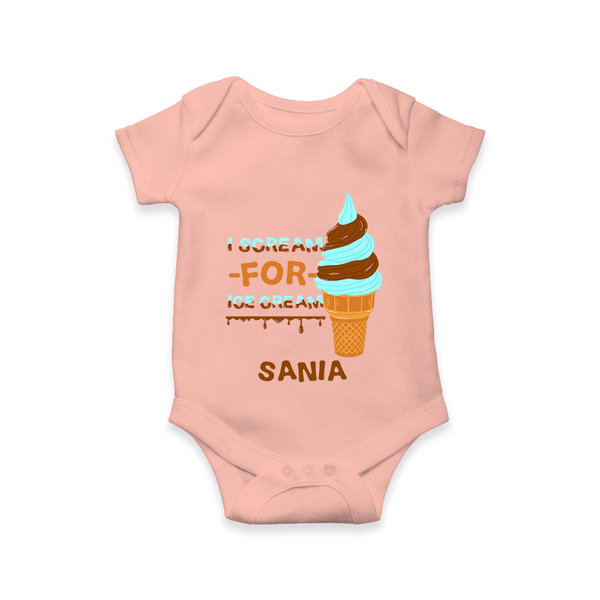 I Scream for Ice Cream Romper/onesie | Personalized Baby Romper/onesie for Sweet Tooth Kids - PEACH - New Born (Chest 14")