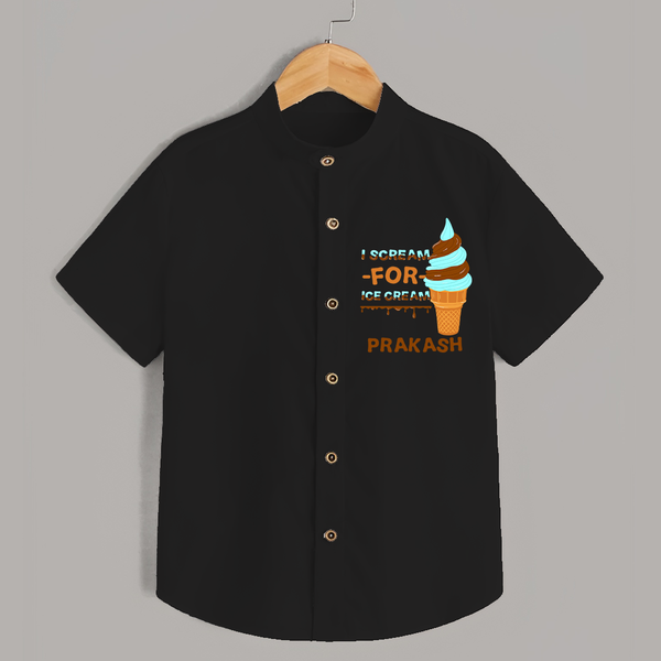 I Scream for Ice Cream Shirt | Personalized Baby Shirt for Sweet Tooth Kids - BLACK - 0 - 6 Months Old (Chest 23")