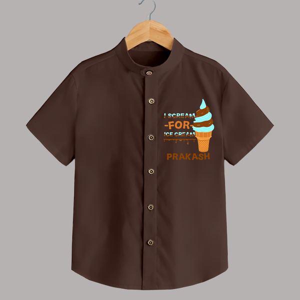 I Scream for Ice Cream Shirt | Personalized Baby Shirt for Sweet Tooth Kids - CHOCOLATE BROWN - 0 - 6 Months Old (Chest 23")