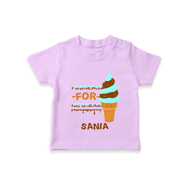 I Scream for Ice Cream T-shirt | Personalized Baby T-shirt for Sweet Tooth Kids - LILAC - 0-5 Months Old (Chest 17")
