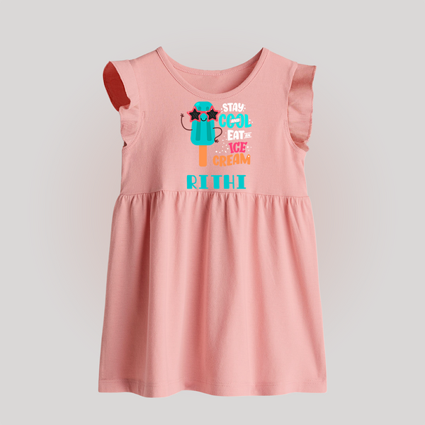 Stay Cool and Eat an Ice Cream Baby Frock | Custom Baby Frock for Ice Cream Lovers - BABY PINK - 0 - 3 Months Old (Chest 17")