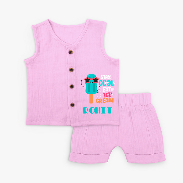 Stay Cool and Eat an Ice Cream Jabla Set | Custom Baby Jabla Set for Ice Cream Lovers - BABY PINK - 0 - 3 Months Old (Chest 9.8")