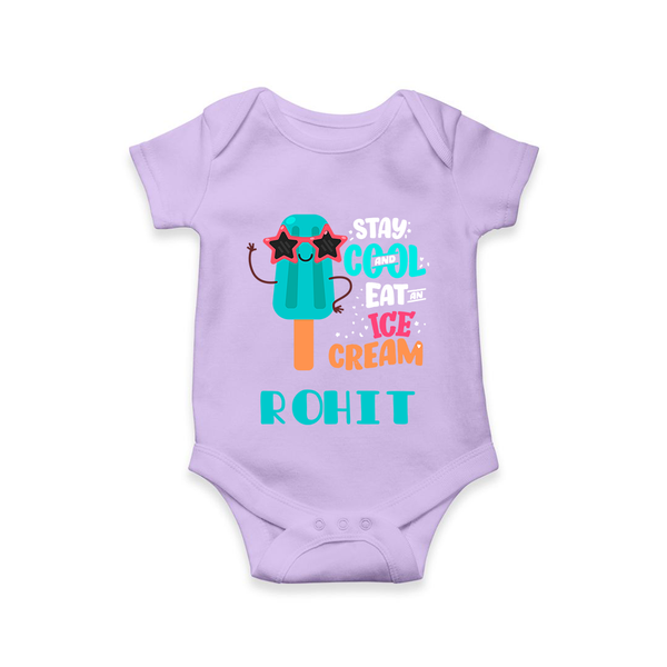 Stay Cool and Eat an Ice Cream Romper/onesie | Custom Baby Romper/onesie for Ice Cream Lovers - LILAC - New Born (Chest 14")