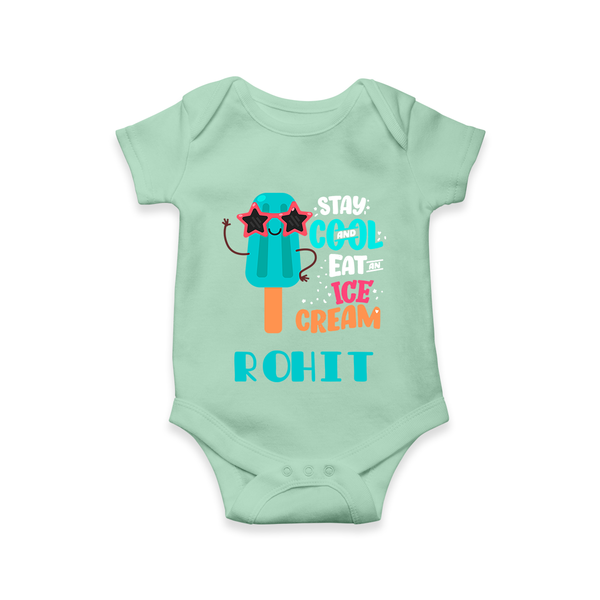 Stay Cool and Eat an Ice Cream Romper/onesie | Custom Baby Romper/onesie for Ice Cream Lovers - MINT GREEN - New Born (Chest 14")