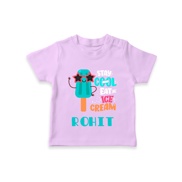 Stay Cool and Eat an Ice Cream T-shirt | Custom Baby T-shirt for Ice Cream Lovers - LILAC - 0-5 Months Old (Chest 17")