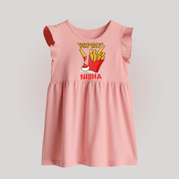 Fry-Yay Baby Frock | Personalized Baby Frock for Fun Fridays - BABY PINK - 0 - 3 Months Old (Chest 17")