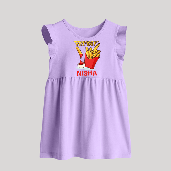 Fry-Yay Baby Frock | Personalized Baby Frock for Fun Fridays - LILAC - 0 - 3 Months Old (Chest 17")