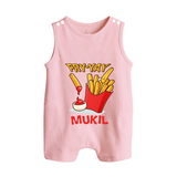 Fry-Yay Romper Suit/Sleeveless Romper | Personalized Baby Romper Suit/Sleeveless Romper for Fun Fridays - BABY PINK - 0 - 5 Months Old (Chest 18")