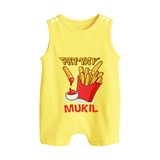 Fry-Yay Romper Suit/Sleeveless Romper | Personalized Baby Romper Suit/Sleeveless Romper for Fun Fridays - PASTEL YELLOW - 0 - 5 Months Old (Chest 18")