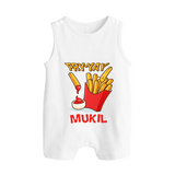 Fry-Yay Romper Suit/Sleeveless Romper | Personalized Baby Romper Suit/Sleeveless Romper for Fun Fridays - WHITE - 0 - 5 Months Old (Chest 18")