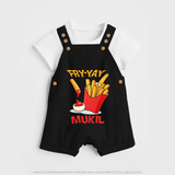 Fry-Yay Dungaree Set | Personalized Baby Dungaree Set for Fun Fridays - BLACK - 0 - 5 Months Old (Chest 18")