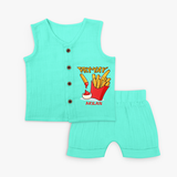 Fry-Yay - French Fries Addict Jabla  Set For Babies - AQUA GREEN - 0 - 3 Months Old (Chest 9.8")