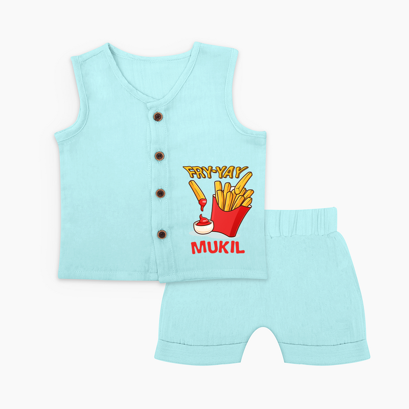 Fry-Yay Jabla Set | Personalized Baby Jabla Set for Fun Fridays - BABY BLUE - 0 - 3 Months Old (Chest 9.8")
