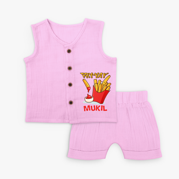 Fry-Yay Jabla Set | Personalized Baby Jabla Set for Fun Fridays - BABY PINK - 0 - 3 Months Old (Chest 9.8")