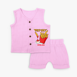 Fry-Yay - French Fries Addict Jabla  Set For Babies - LAVENDER ROSE - 0 - 3 Months Old (Chest 9.8")